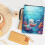 Polyester book sleeve with whale coral pattern and zipper 4