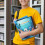 Polyester book sleeve with whale coral pattern and zipper 6