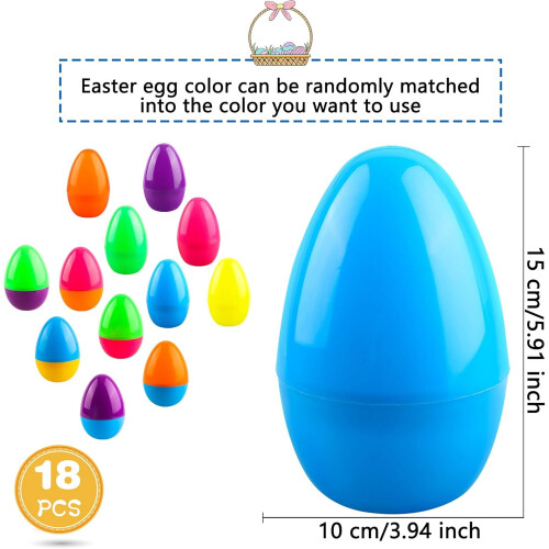 Easter Eggs Plastic 6 Inch 18 Pack 6 Colors 1