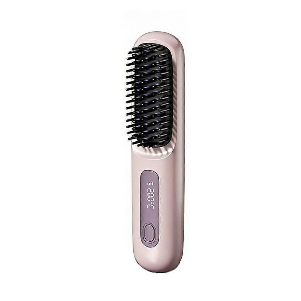 Purple/Black () Heated Hair Brush Cordless Usb Rechargeable Ionic Straightening Brush With 3 Heat Settings