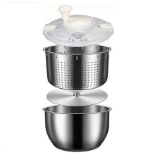 6L Salad Spinner Stainless Steel Large Vegetable Washer with PP Lid