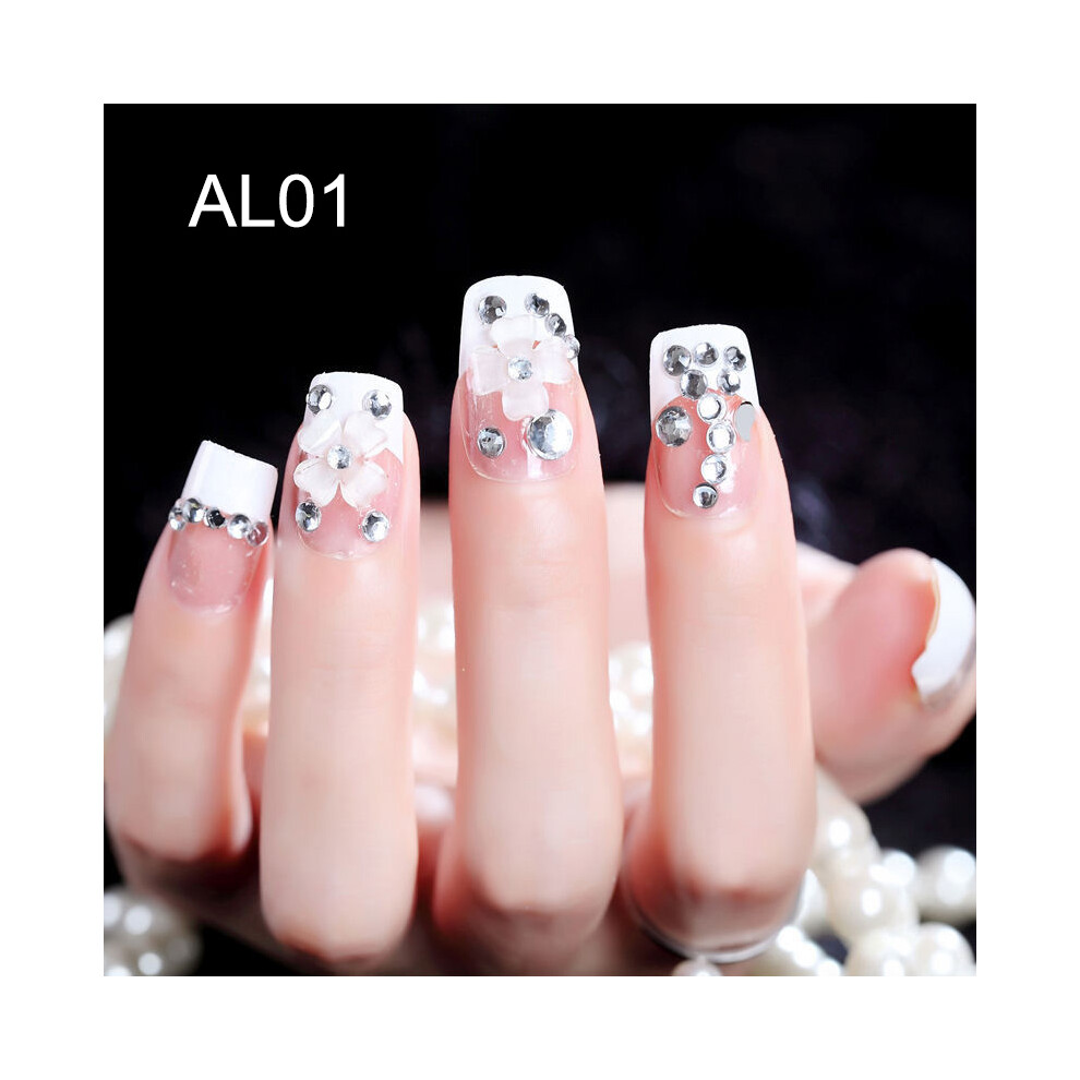 Roc-Electron (Al01) 24Pcs Acrylic French Nails For Wedding Party