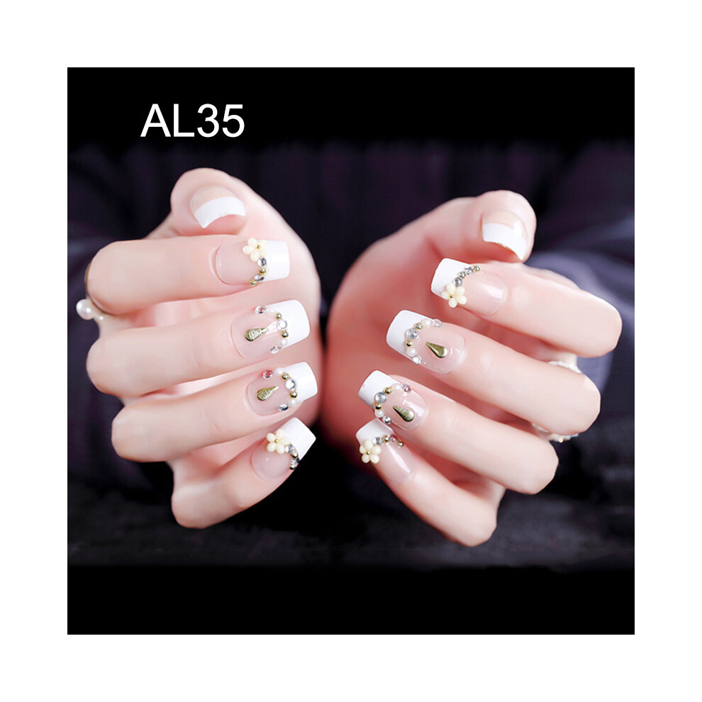 Roc-Electron (Al35) 24Pcs Acrylic French Nails For Wedding Party