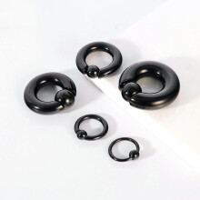 1 pár piercingů do nosu z chirurgické oceli s korálky, velké, septum - černé - 12G (2 mm)