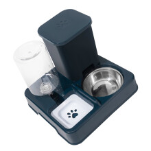 Distributeur automatique 2 en 1 pour petits chiens et chats : mangeoire à double bol, distributeur d’eau et de nourriture.