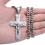 Colar masculino com pingente de crucifixo de Jesus em aço inoxidável dourado e prateado - Prata - 81 cm (32 polegadas) 1