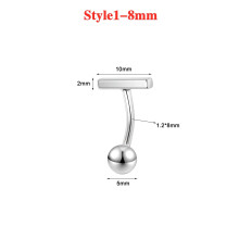 925 ezüst köldökpiercing, 14g/16g, CZ, súlyzó alakú, 1-8mm-es ékszer