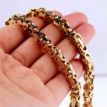 Halskette und Armband aus Edelstahl mit byzantinischer Kette, 5 mm