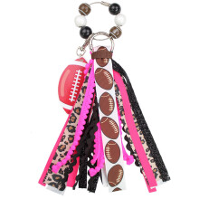 Reusable Sports Keychain with Symbol and Textured Beads