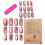 ROCKROK24 τεμάχια/κουτί Ροζ ψεύτικα νύχια Cat Eye Press on Nails Μεσαία τετράγωνα νύχια Stick on 1