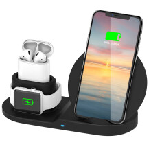 3-i-1 snabb trådlös laddningsstation kompatibel med iPhone/iWatch/AirPods och Samsung Galaxy Note9/8/S9