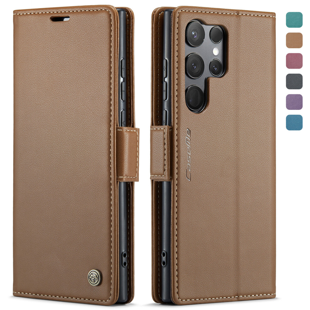 Samsung Galaxy S24 Ultra Wallet Case Â Pu Leather Folio With Rfid Blocking, Magnetic Closure, Brown 9028731202112