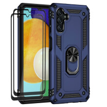 Aggxpf Schutzhülle mit Displayschutzfolie für Samsung A14 5G, Displayschutzfolie aus gehärtetem Glas mit Metallringständer für Galaxy A14 5G,