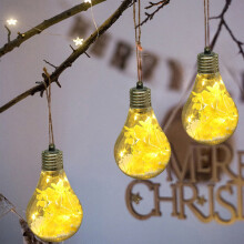 Boules de Noël lumineuses en forme d'hortensia - Ornements lumineux en verre transparent de 11 cm, jaunes, à suspendre, pour une décoration de