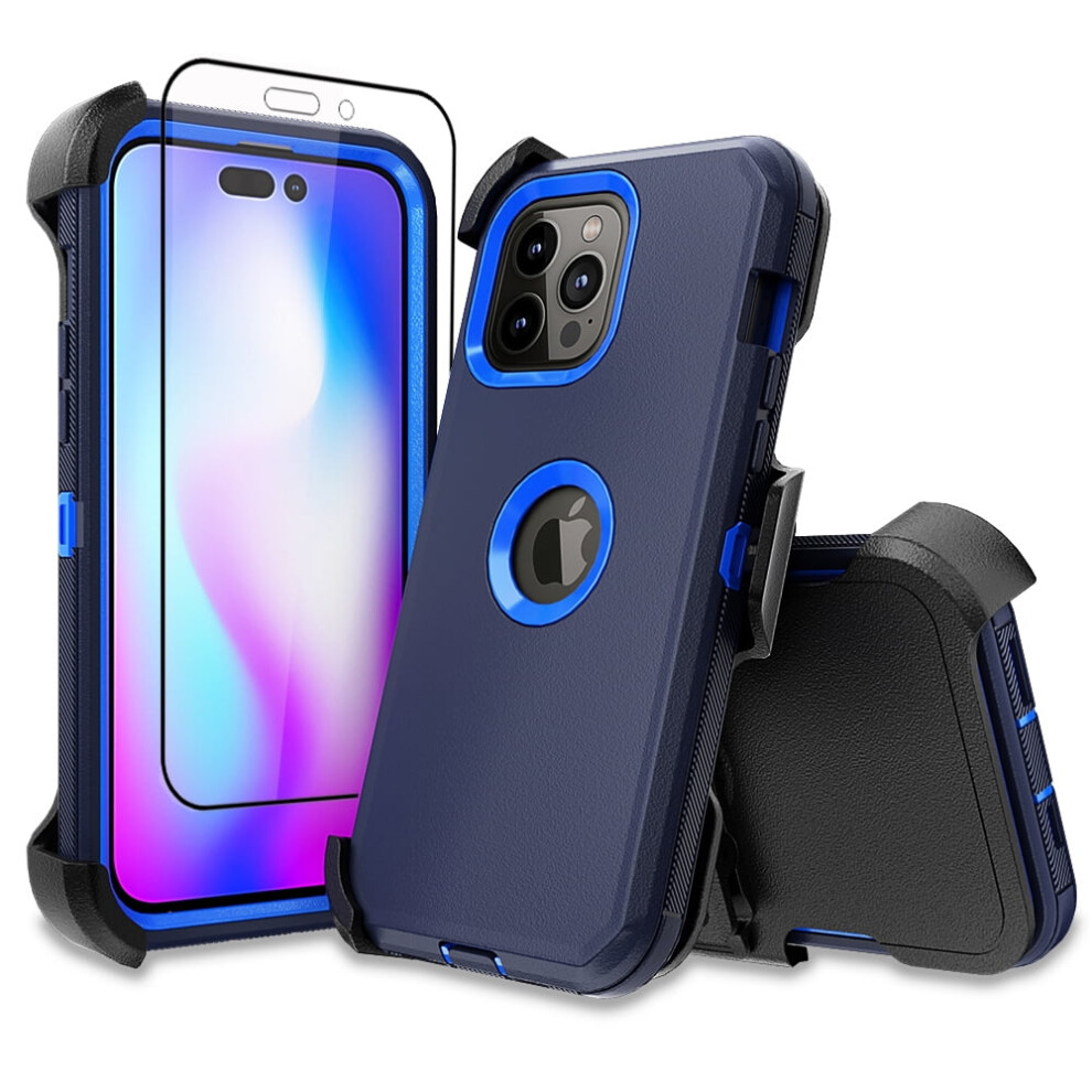 Compatible With Iphone 14 Pro Max Case + Screen Protector + Belt-Clip Holster, Heavy Duty Shockproof Phone Case For Iphone 14 Pro Max 6.7" 9028731203379