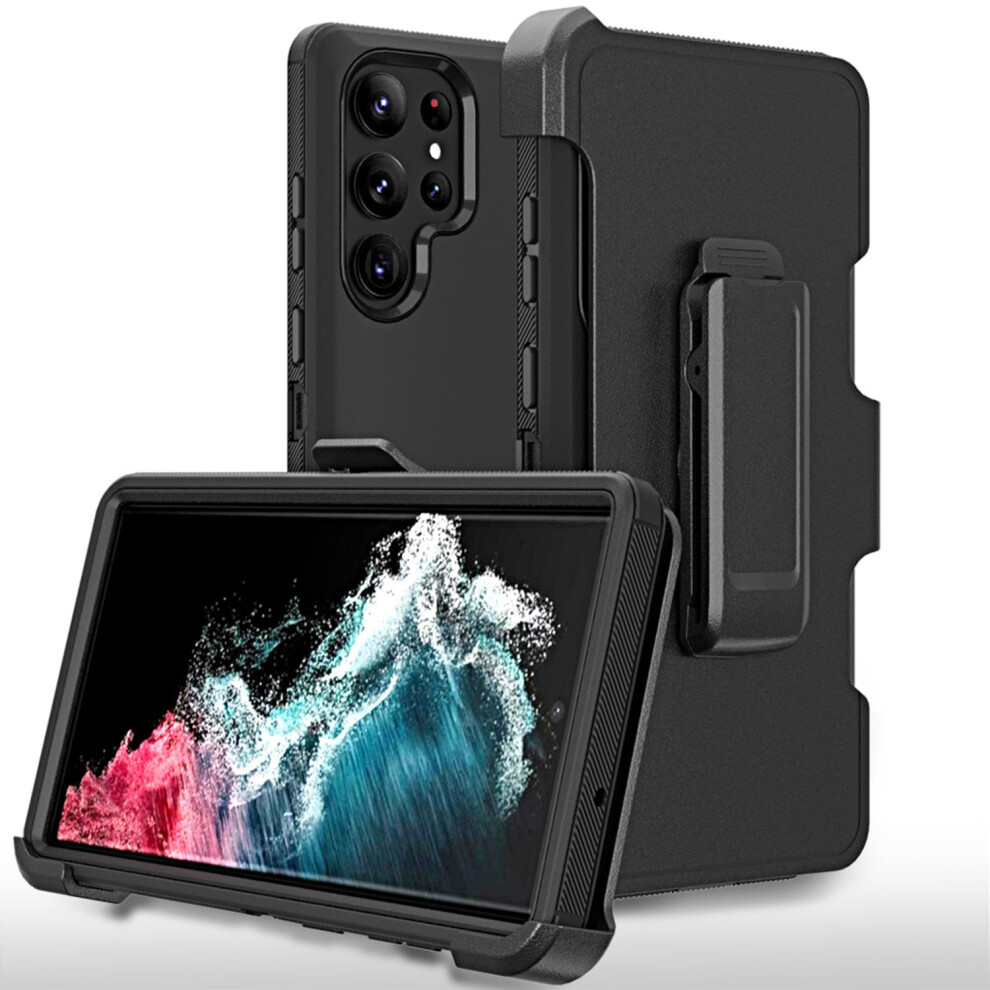 Aggxpf Compatible With Samsung Galaxy S23 Ultra Case Â Military-Grade Drop Protection, Belt-Clip Holster, Black 9028731203836