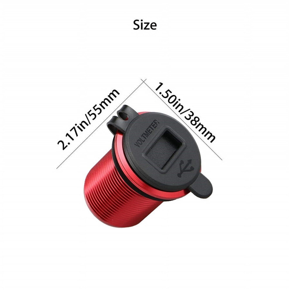 Dual Port Usb Car Cigarette Lighter Charger Socket W/ Led Digital Voltmeter Red 9028731203737