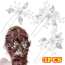 3 stuks parel bruidshaarspelden, bladvormige bruidshaaraccessoires met bloemenmotief voor vrouwen en meisjes