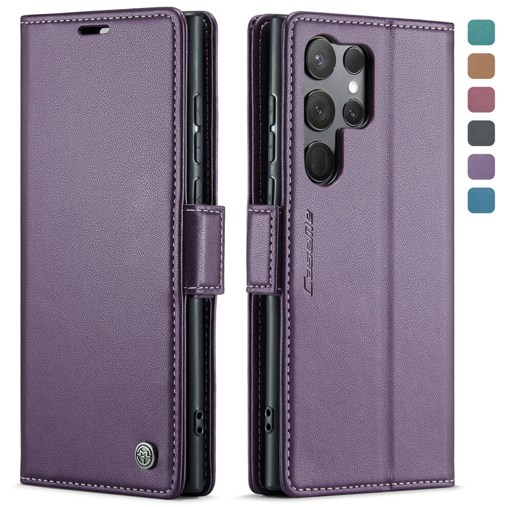 Pu Leather Wallet Case For Samsung Galaxy S25 Ultra Â Rfid Blocking, Magnetic Closure, Flip Folio Purple 9028731203645