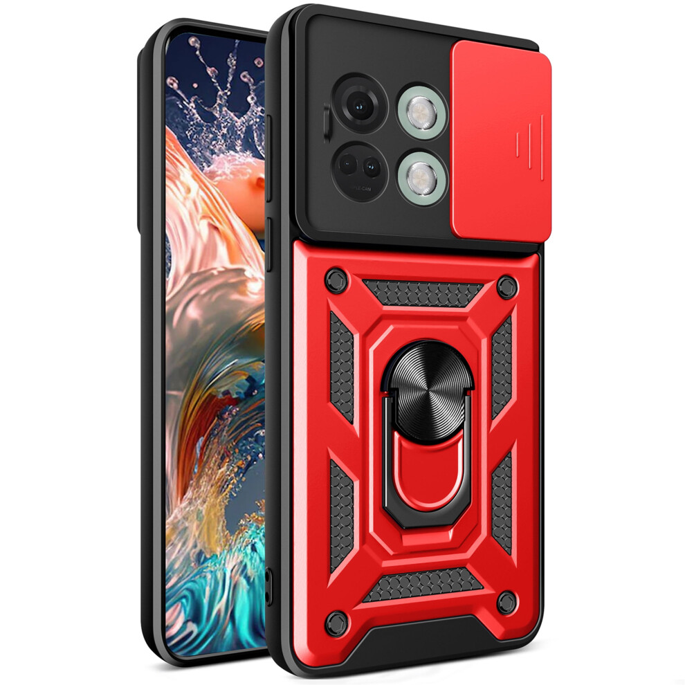 Oneplus 11R 5G Case With Slide Camera Cover, Military-Grade Drop Protection & Ring Kickstand Â Sj Red 9028731204031