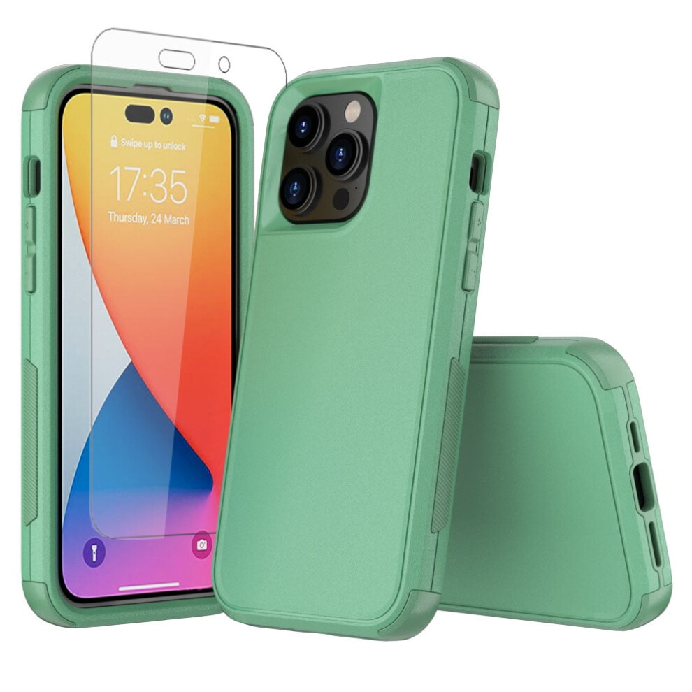 Compatible With Iphone 14 Case With Screen Protector, Heavy Duty Hard Shockproof Phone Case For Compatible With Iphone 14 6.1" Green 9028731202570