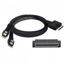 CY OCuLink PCIe PCI-Express SFF-8611 8x8-Lane na duální SFF-8654Slimline4x SSD datový aktivní kabel 50 cm