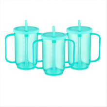 3 Pcs Adult Sippy Cups for Elderly, 12 Oz Plastic Spill Proof Cups for Adults Hospital Disabled Dysp