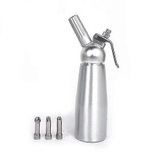 Professioneller Sahnesiphon aus Aluminium | Sahnespender mit 3 dekorativen Edelstahldüsen für Sahne, Eiscreme und vieles mehr