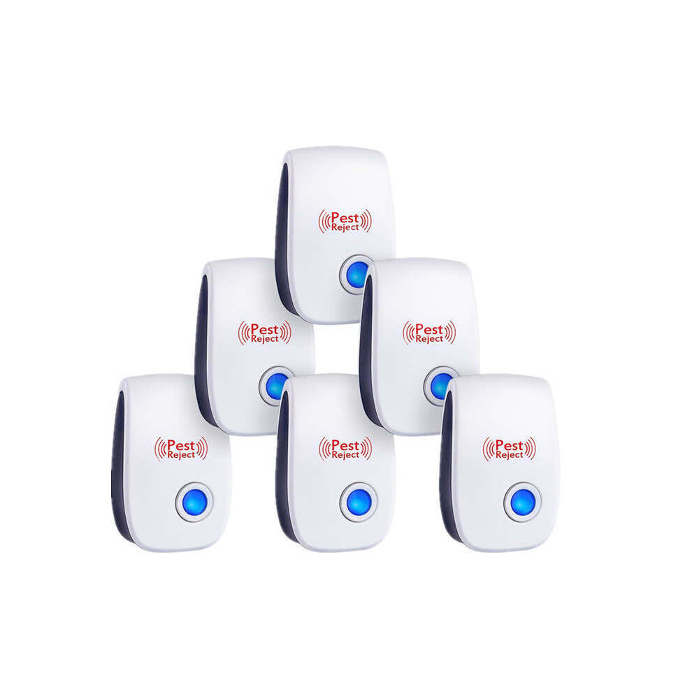 Ultrasonic Repellent Pack of 6 - Effective Against Mice, Rats, Flies, Mosquitoes, Pest Insects, Spiders