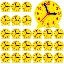 24 Pcs Teaching Clock Kit for Kids, 4 Inch Mini Geared Clocks for Time Telling, Math Development, Yellow Classroom Supplies