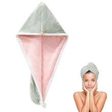 (Green pink) Hair Towel Wrap, Hair Turban Towel Twist Turban Dry Hair Caps With Buttons  Dry Hair Hat(Multiple Available)