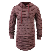Men's Hip Hop Hoodie Long Sleeve Slim Fit Lightweight Pullover with Hood and Ripped Detailing Casual Streetwear Vintage Style Plain XL Coffee