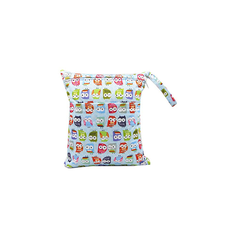 Wetbag Cloth Nappies, Reusable Changing Bag, Washable Wet Bag for Toddlers, Travel, Gym (Owl)