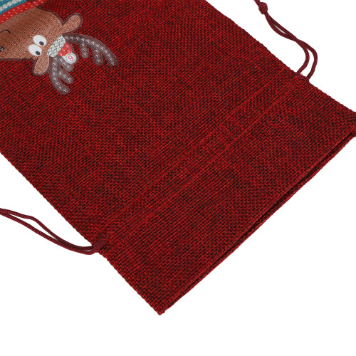 Drawstring Burlap Wine Bag 15x9cm with Rhinestone Pattern - Durable Gift Bag 2