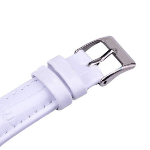 Leather Watch Band 18mm Adjustable PU Strap White 1