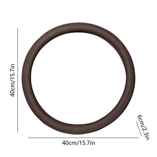 Coffee Thin Leather Steering Wheel Cover Non-Slip Universal 2