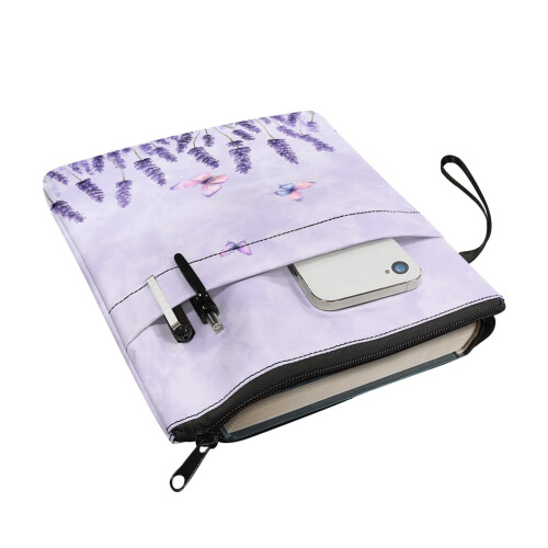 Polyester Bible case with zipper and handle lavender 2