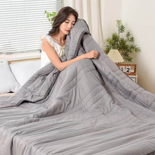 Summer Quilt Gray Cotton Lightweight Queen 1