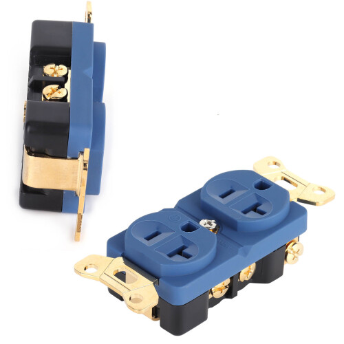 Pure Copper AC Duplex Power Socket 20A 24K Gold Plated