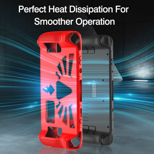 Compatible with Steam Deck/Steam Deck OLED Standing Protective Case – Thick Silicone Full-Protection Cover (Red) 2