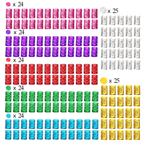 Dreadlock Beads Aluminum Multicolor 170 Pieces 1