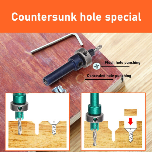 Wood Countersink Drill Bit, 5Pcs Wood Countersink Drill Bit Set for Woodworking 2