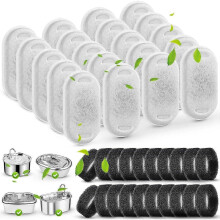 Cat Water Fountain Filters for 67oz/2L and 108/3.2L Stainless Steel Pet Fountain Replacement Filters, 20 Dog Water Bowl Dispenser Filter Replacement w
