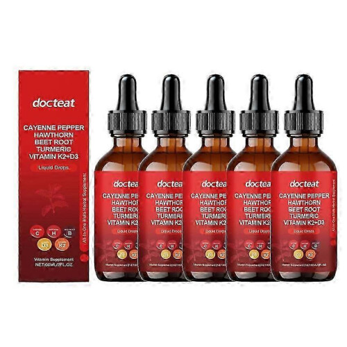 (5PCS) 1-5x Cayenne Pepper Drops, Aeluro Cayenne Pepper Liquid Drops, Containing Hawthorn Beetroot