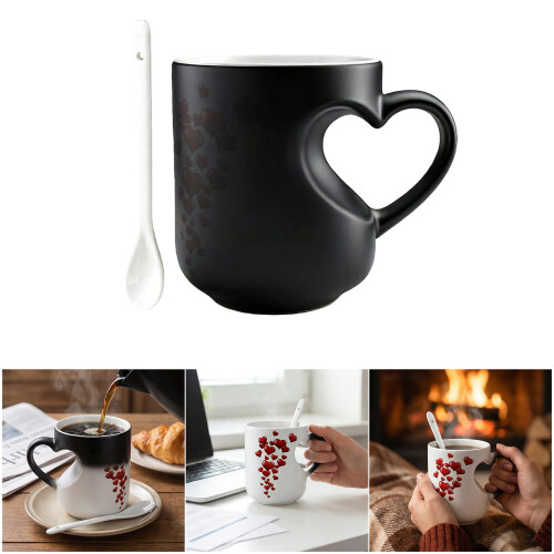 Temperaturempfindliche Keramiktasse, 325 ml, mit herzförmigem 2