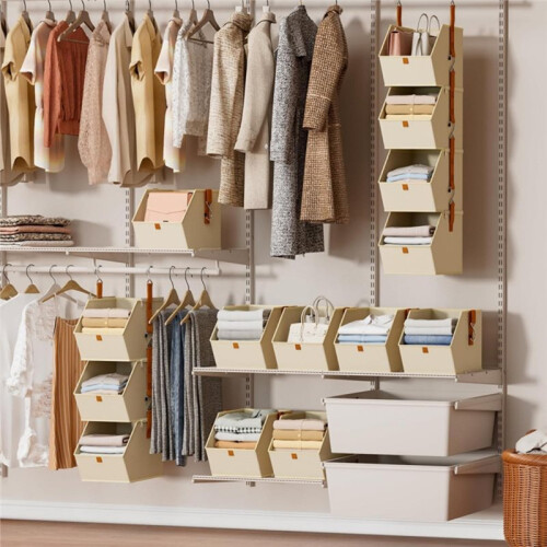 Wardrobe Storage Bags 4-Tier Hanging Closet Organizer, Space-Saving Design 1