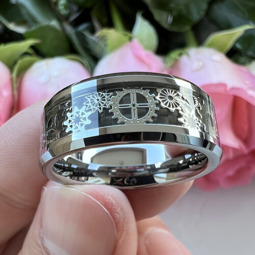 Stainless Steel Punk Ring for Men Silver Blue 1 1