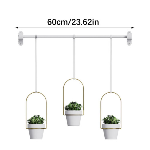 Pot de fleur suspendu réglable en métal, Pot de fleur-Noir 1