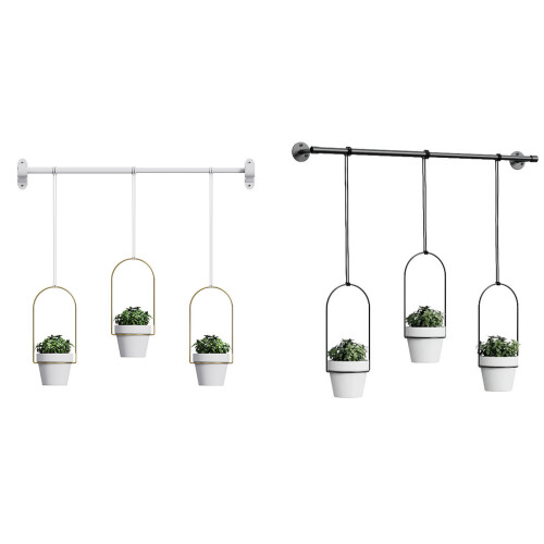 Pot de fleur suspendu réglable en métal, Pot de fleur-Noir 2
