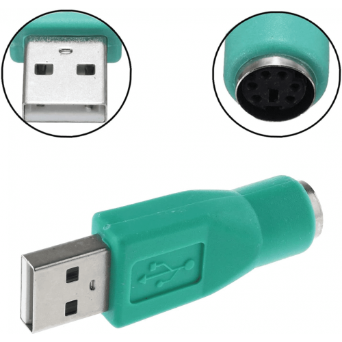 Adaptér USB na PS2, zelený, konvertor PS/2 samec na USB samica pre myš a klávesnicu 2